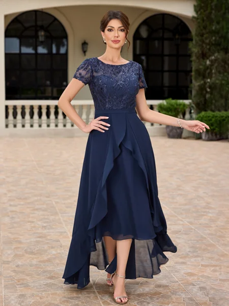 A-line Scoop Short Sleeves...