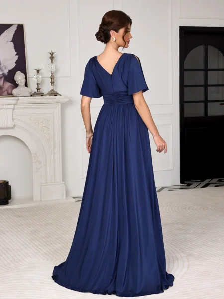 A-line V-neck Short Sleeves...