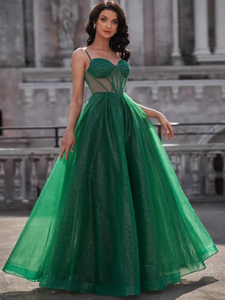 A-line Spaghetti Straps...