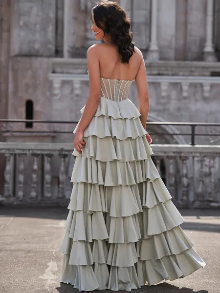 A-line Sweetheart Cascading...