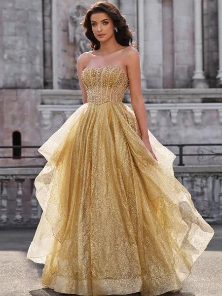 A-line Straight Floor-Length Corset Dress