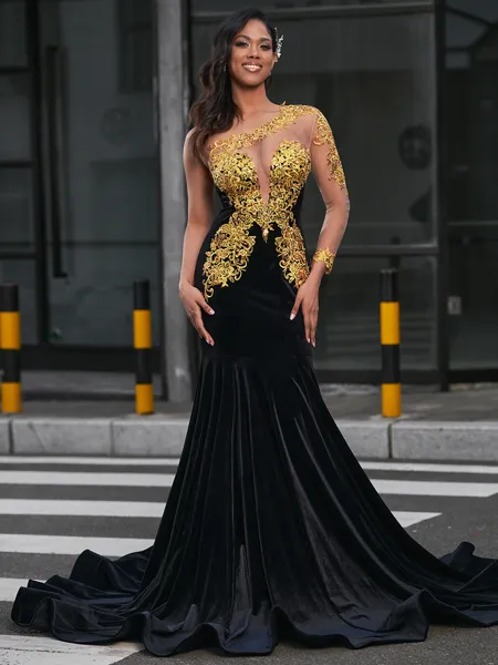 Mermaid One-Shoulder Long...