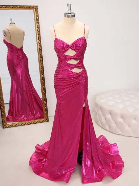 Sheath V-neck Bow Sweep...