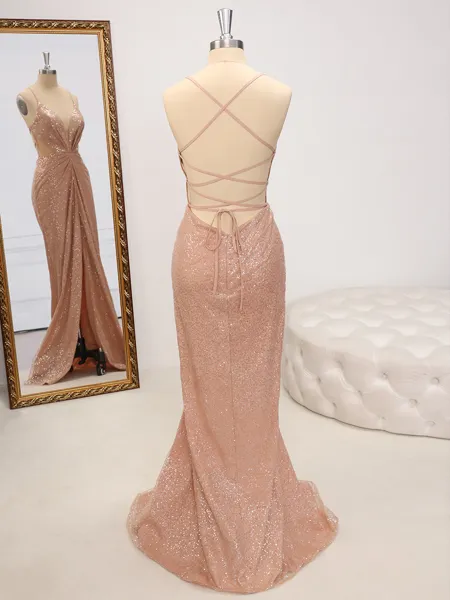 Sheath V-neck Pleated...