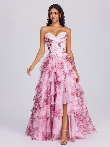 A-line Sweetheart Cascading...