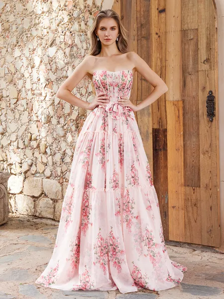 A-line Straight Bow Sweep...