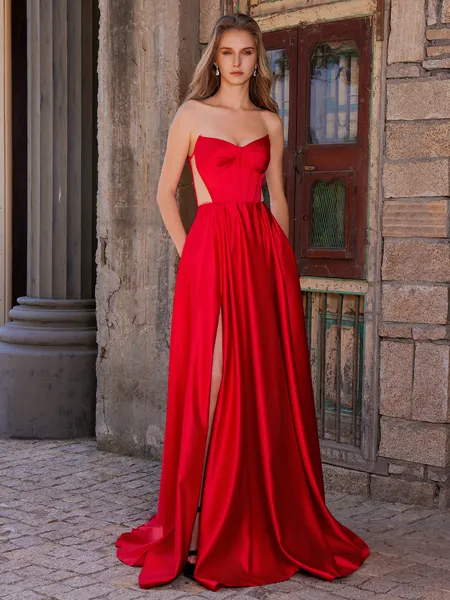 A-line Sweetheart Pleated Floor-Length Corset Porm Dress