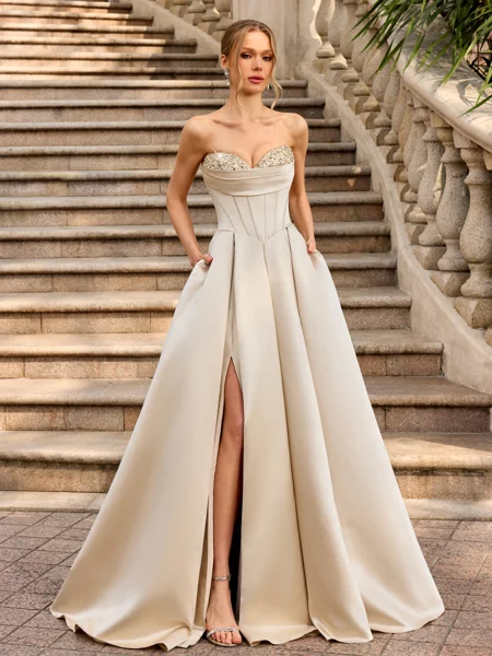 A-line Sweetheart Sequin...