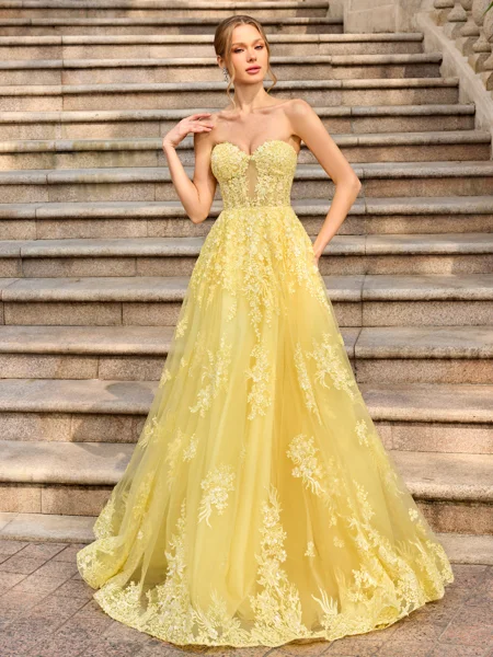 A-line Sweetheart Appliques...