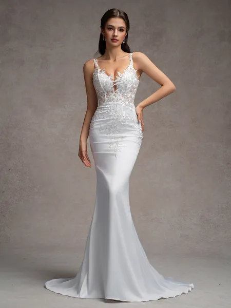 Sheath V-neck Appliques...