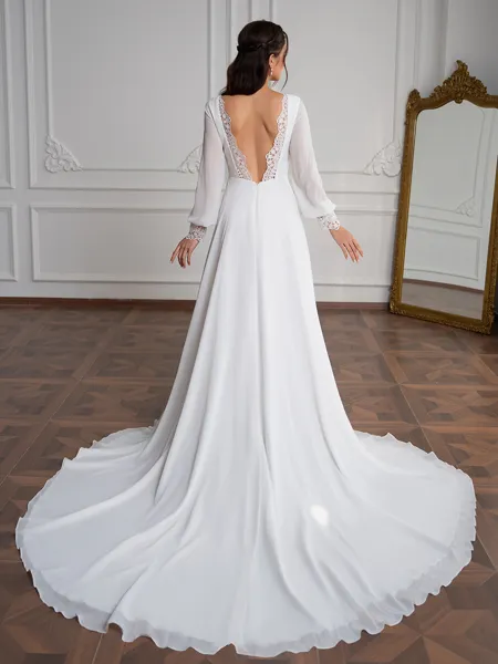 A-Line/Princess Chiffon...