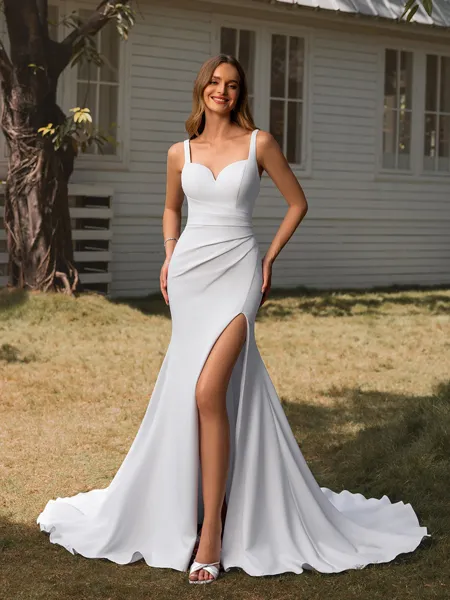 Sheath V-neck Pleated Court...