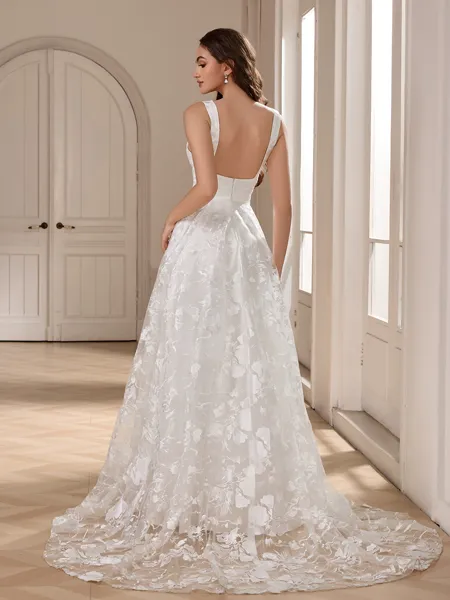 A-line V-neck Appliques...