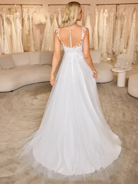 A-line Illusion Appliques...