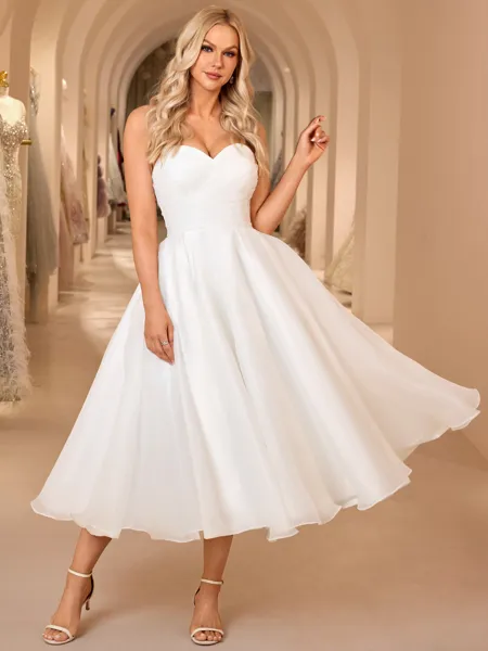 A-line Sweetheart Pleated...