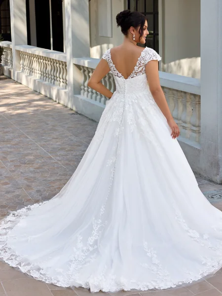 A-line V-neck Appliques...