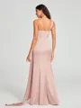 Sheath/Column One-Shoulder Floor-Length Sleeveless Silk Like Satin Bridesmaid Dress