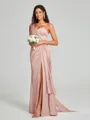 Sheath/Column One-Shoulder Floor-Length Sleeveless Silk Like Satin Bridesmaid Dress