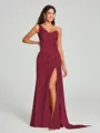 Sheath/Column One-Shoulder Floor-Length Sleeveless Silk Like Satin Bridesmaid Dress