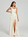 Sheath/Column One-Shoulder Floor-Length Sleeveless Silk Like Satin Bridesmaid Dress