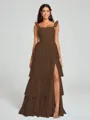 A-line/Princess Straps Floor-Length Sleeveless Tulle Bridesmaid Dress