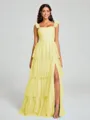 A-line/Princess Straps Floor-Length Sleeveless Tulle Bridesmaid Dress