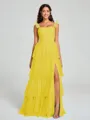 A-line/Princess Straps Floor-Length Sleeveless Tulle Bridesmaid Dress