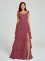 A-line/Princess Straps Floor-Length Sleeveless Tulle Bridesmaid Dress