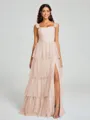 A-line/Princess Straps Floor-Length Sleeveless Tulle Bridesmaid Dress
