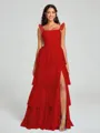 A-line/Princess Straps Floor-Length Sleeveless Tulle Bridesmaid Dress