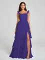 A-line/Princess Straps Floor-Length Sleeveless Tulle Bridesmaid Dress