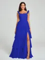 A-line/Princess Straps Floor-Length Sleeveless Tulle Bridesmaid Dress