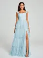 A-line/Princess Straps Floor-Length Sleeveless Tulle Bridesmaid Dress