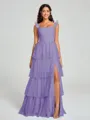 A-line/Princess Straps Floor-Length Sleeveless Tulle Bridesmaid Dress