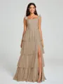 A-line/Princess Straps Floor-Length Sleeveless Tulle Bridesmaid Dress