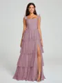 A-line/Princess Straps Floor-Length Sleeveless Tulle Bridesmaid Dress