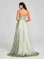 A-line/Princess Square Sweep Train Sleeveless Silk Like Satin Bridesmaid Dress