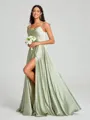 A-line/Princess Square Sweep Train Sleeveless Silk Like Satin Bridesmaid Dress