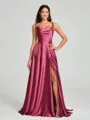A-line/Princess Square Sweep Train Sleeveless Silk Like Satin Bridesmaid Dress