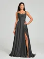 A-line/Princess Square Sweep Train Sleeveless Silk Like Satin Bridesmaid Dress