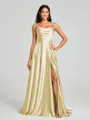 A-line/Princess Square Sweep Train Sleeveless Silk Like Satin Bridesmaid Dress