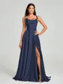 A-line/Princess Square Sweep Train Sleeveless Silk Like Satin Bridesmaid Dress