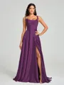 A-line/Princess Square Sweep Train Sleeveless Silk Like Satin Bridesmaid Dress