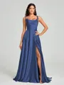 A-line/Princess Square Sweep Train Sleeveless Silk Like Satin Bridesmaid Dress