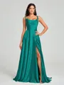 A-line/Princess Square Sweep Train Sleeveless Silk Like Satin Bridesmaid Dress