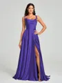 A-line/Princess Square Sweep Train Sleeveless Silk Like Satin Bridesmaid Dress