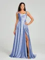 A-line/Princess Square Sweep Train Sleeveless Silk Like Satin Bridesmaid Dress