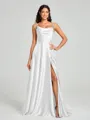 A-line/Princess Square Sweep Train Sleeveless Silk Like Satin Bridesmaid Dress