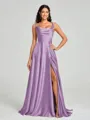 A-line/Princess Square Sweep Train Sleeveless Silk Like Satin Bridesmaid Dress