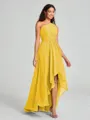 A-line/Princess One-Shoulder Asymmetrical Sleeveless Chiffon Bridesmaid Dress
